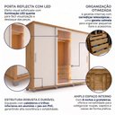 Ver imagem 4 de Guarda-Roupa Casal Porta Reflecta 3 Portas de Correr 4 Gavetas com LED Cinamomo Off-White Portugal