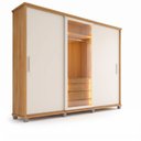 Ver imagem 2 de Guarda-Roupa Casal Porta Reflecta 3 Portas de Correr 4 Gavetas com LED Cinamomo Off-White Portugal