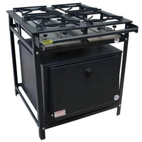 Fogão Industrial 4 Bocas Simples a Gás Alta Pressão Mr Fogões com Forno e Grelhas de Aço P5