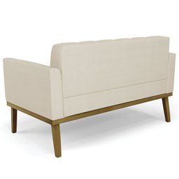 Sofá Namoradeira Base Madeira Castanho Ana Veludo Luxo Off White - Ibiza - 7