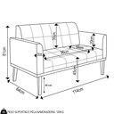 Ver imagem 4 de Sofá Namoradeira Base Madeira Castanho Ana Veludo Luxo Off White - Ibiza