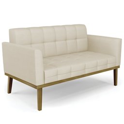 Sofá Namoradeira Base Madeira Castanho Ana Veludo Luxo Off White - Ibiza - 1