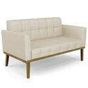 Ver imagem 1 de Sofá Namoradeira Base Madeira Castanho Ana Veludo Luxo Off White - Ibiza