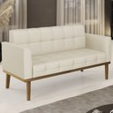 Ver imagem 2 de Sofá Namoradeira Base Madeira Castanho Ana Veludo Luxo Off White - Ibiza