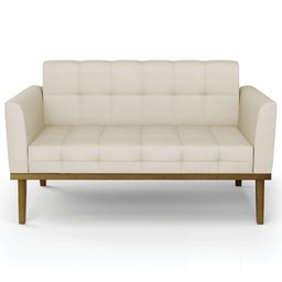 Sofá Namoradeira Base Madeira Castanho Ana Veludo Luxo Off White - Ibiza - 6