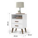 Ver imagem 2 de Mesa de Cabeceira Italia 2 Gavetas Pés Palitos Branco