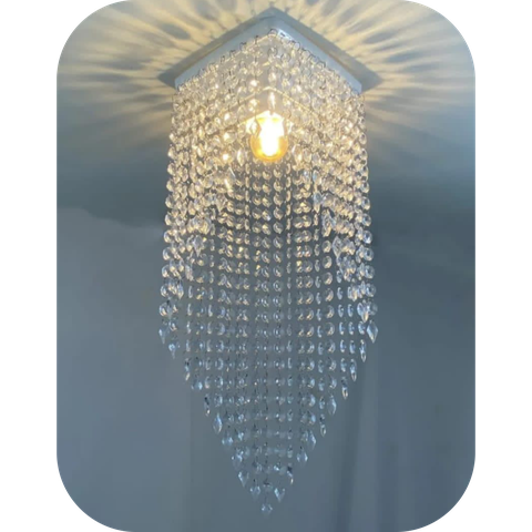 Lustre Pendente Luminária Cristal Acrílico de Alto Brilho, 17x51. Reflezzo Lustres e Decoração.