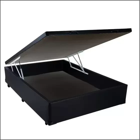 Base Box Baú Viúva Sintético Preta - 39x128x188