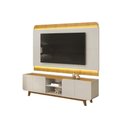 Ver imagem 3 de Rack Bancada C/ Painel P/ Tv até 75 Pol Nadine 4 Portas 220x605cm Bali/cedro - Dj Móveis