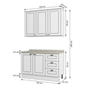 Ver imagem 3 de Cozinha Compacta Modulada 2 Peças 100% MDF com Armário Aéreo e Balcão com Tampo Branca/Calcare Emily