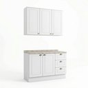 Ver imagem 2 de Cozinha Compacta Modulada 2 Peças 100% MDF com Armário Aéreo e Balcão com Tampo Branca/Calcare Emily