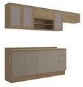 Ver imagem 2 de Armário de Cozinha Modulada Completa Reta 7 Peças 2,80m Botanic Kappesberg - Nogueira/Fendi