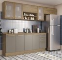 Ver imagem 1 de Armário de Cozinha Modulada Completa Reta 7 Peças 2,80m Botanic Kappesberg - Nogueira/Fendi
