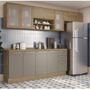 Ver imagem 1 de Armário de Cozinha Modulada Completa Reta 7 Peças 2,80m 217 Botanic Kappesberg - Nogueira/fendi