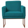 Poltrona Juliete Com Base Bronze Azul Turquesa - 1