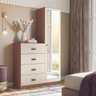 Cômoda 4 Gavetas 1 Porta com Espelho Doha Jatobá Areia - 2