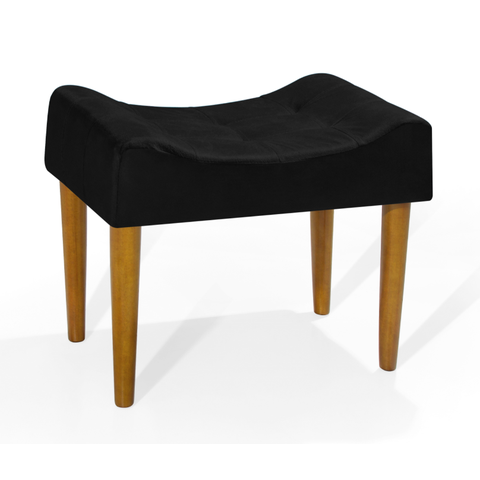 Puff Banqueta Estofada Pés Palito Retangular Moderna:Preto