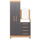 Ver imagem 1 de Guarda-roupa Solteiro 2 Portas com Cômoda 4 Gavetas Capri Freijó/titanium