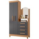 Ver imagem 5 de Guarda-roupa Solteiro 2 Portas com Cômoda 4 Gavetas Capri Freijó/titanium