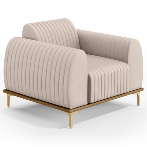 Poltrona Decorativa Base Gold Molino D06 Suede C-309 Bege - Mpozenato