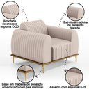 Ver imagem 3 de Poltrona Decorativa Base Gold Molino D06 Suede C-309 Bege - Mpozenato