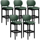Ver imagem 1 de Kit 5 Banquetas Alta Bar Cozinha Sala Jantar Fixa Betta L02 Preto Facto Verde Musgo - Lyam Decor