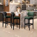 Ver imagem 2 de Kit 5 Banquetas Alta Bar Cozinha Sala Jantar Fixa Betta L02 Preto Facto Verde Musgo - Lyam Decor