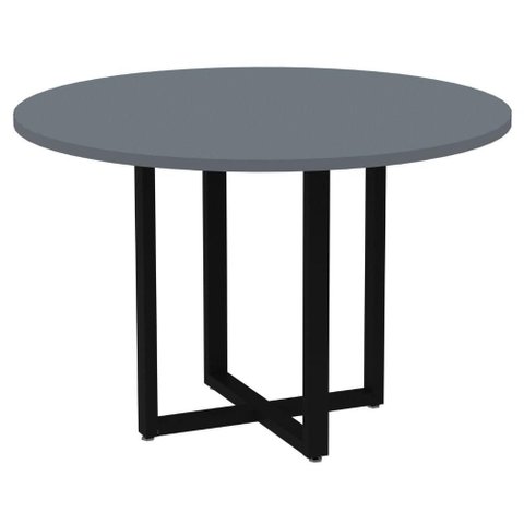 Mesa de Reunião Redonda P25 Pandin 110 Cm (largura) Tampo Mdp Grafito Pé Aço Tubular Preto