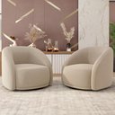 Ver imagem 2 de Kit 02 Poltronas Decorativa Giratória Angelina M03 Veludo Bege - Lyam Decor