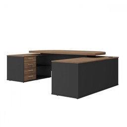 Mesa para Escritório Tamburato Presidente 2 Portas 4 Gavetas Nogal/preto - Artany Móveis - 3