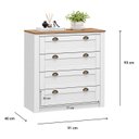 Ver imagem 3 de Cômoda Organizadora Compacta Madeira 4 Gavetas Bolton Branco Cera Idimex