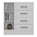 Ver imagem 3 de Kit Guarda-roupa Solteiro 4 Portas com Cômoda Sapateira Lisa Branco