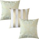Ver imagem 1 de Kit 3 Capas de Almofadas Luxo Adamascado e Listrado Dourado e Branco 45x45cm Sua Casa Decor
