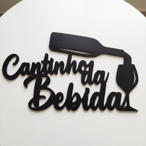 Placa Cantinho da Bebida Parede Decoração Cozinha Preto