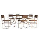 Ver imagem 6 de Mesa Jantar Retangular Industrial Trama 1,50x0,90m Amêndoa 6 Cadeiras Estofadas Marrom e Cobre Vit