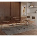 Ver imagem 1 de Mesa Jantar Retangular Industrial Trama 1,50x0,90m Amêndoa 6 Cadeiras Estofadas Marrom e Cobre Vit