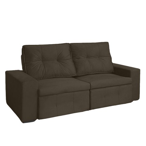 Sofá Berlim 3 Lugares 200cm Veludo Retrátil e Reclinável - Meu Estofado:marrom