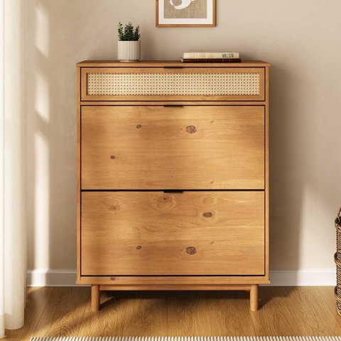 Sapateira Rattan Grande Quarto Calçados 45 Madeira Freijó Jonte Idimex