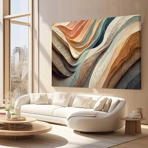 Quadro Decorativo Dunas Abstrato Grande para Sala de Estar Hall Moderno
