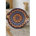 Ver imagem 1 de Travessa Redonda de Porcelana com Alça – Estampa Colorida Cor:azul e Laranja