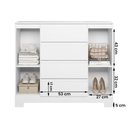 Ver imagem 3 de Comoda Sapateira Atena com 4 Gavetas e 2 Portas Branco/titanium/rosa/azul