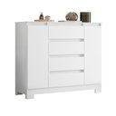 Ver imagem 1 de Comoda Sapateira Atena com 4 Gavetas e 2 Portas Branco/titanium/rosa/azul