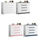 Ver imagem 5 de Comoda Sapateira Atena com 4 Gavetas e 2 Portas Branco/titanium/rosa/azul