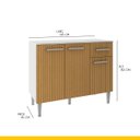 Ver imagem 3 de Balcão Pequeno para Cozinha Madri 105 X 83 Cm Tampo 3 Portas 1 Gaveta Mdp Branco Canelado - Clicklar