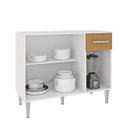 Ver imagem 2 de Balcão Pequeno para Cozinha Madri 105 X 83 Cm Tampo 3 Portas 1 Gaveta Mdp Branco Canelado - Clicklar