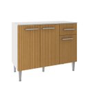 Ver imagem 1 de Balcão Pequeno para Cozinha Madri 105 X 83 Cm Tampo 3 Portas 1 Gaveta Mdp Branco Canelado - Clicklar