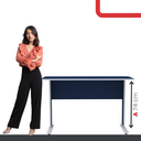 Ver imagem 5 de Escrivaninha Mesa Escritório Gerência MX150 Maxxi 150cm Cinza Azul