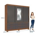 Ver imagem 5 de Guarda Roupa Casal 3 Portas de Correr 9 Gavetas Morretes com Espelho Jatobá Grafite - Santos Andirá