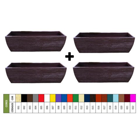 Kit 4 Vaso Planta 100x30 Jardineira Floreira Polietileno BGPLASTICOS AZUL ESCURO 013