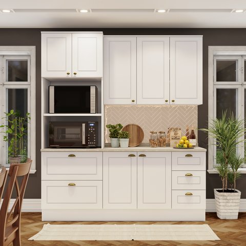 Cozinha Compacta 3 Peças com Torre Quente Emily Espresso Móveis